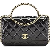 WHAT GOES AROUND COMES AROUND Women's Pre-Loved Chanel Leather Patent Top Handle Wallet On Chain