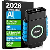 VIDENT OBD2 Scanner Bluetooth AI Diagnostic Tool with 28+Reset Services | AI-Assisted, Bidirectional Active Test, CAN FD &amp; DoIP, Full System &amp; Live Data, Lifetime Free Update, No Subscription Fee