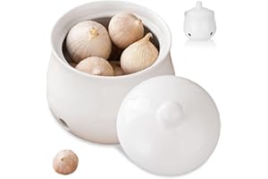 Countertop Garlic Keeper, Ceramic Garlic Holder with Lid, Storage Container with Breathable Holes for Countertop Kitchen Keep