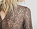 R.Vivimos Women Lace Sexy See Through Long Sleeve Short Dresses Large Brown