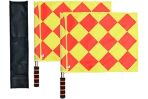 Haploon Soccer Ref Flags Football Rugby Linesman 2pcs Checkered Referee Flags Metal Pole Foam Handle with Carring Bag pack of 2