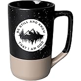 Dexsa Ceramic Designer Coffee Mug | Be still and know that I am God. Psalm 46:10 | 16 ounces | Matte Speckled Body, Glossy Interior | Dishwasher and Microwave Safe | Coffee, Tea, Soups, Hot Chocolate
