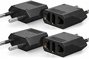 TSIM 4-Pack European Travel Plug Adapter, Power Outlet Converter for Canada to Europe, Compatible with Italy Spain Germany Fr