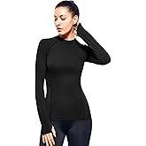 Zengjo Womens Mock Neck Athletic Top Long Sleeve Workout Shirts with Thumb Holes