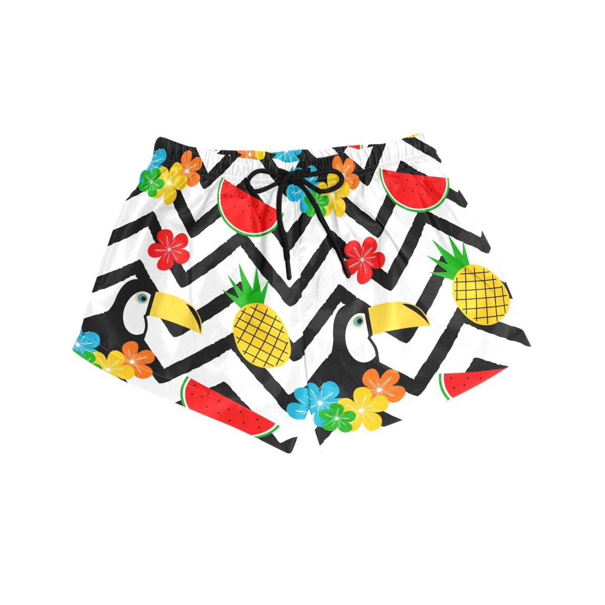 DEZIRO Womens Boardshorts Stripes Tropical Flower Bird Quick Dry with