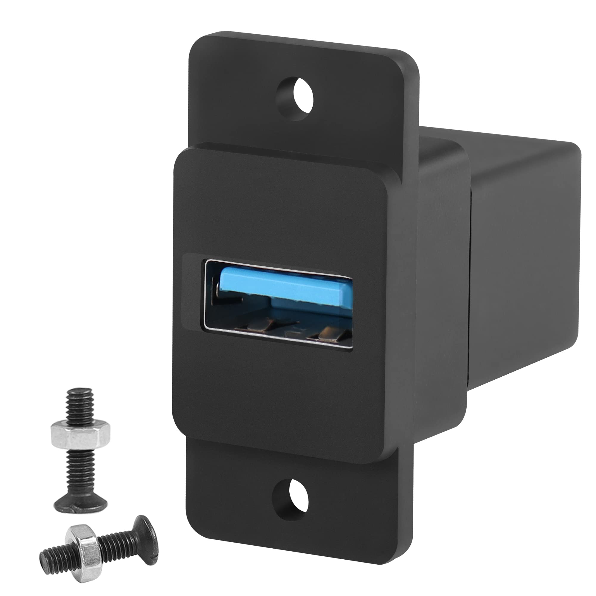 QIANRENON USB3.0 Rectangular Panel Adapter 5Gbps USB3.0 Female to Female Panel Mount Connector USB3.0 Mounting Socket Data Module 5V/0.5A harging, for Mounting on Device Panel, Desktop, Wall