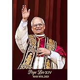 Vintage Religion Wall Art Pope Leo Xiv Waving In Celebration Poster For Religious Followers Room Decor-Seated Papal Painting Art Canvas Print Picture For Bedroom Decor