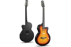 Moukey BCC-100 Acoustic Electric Guitar 39-Inch, Cutaway Guitar with Passive Pickup, Gig Bag, Strap, Picks, Tuner, and Capo, Dual Acoustic＆Electric Modes, Sunburst