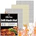BBQ Grill Mesh Mat Set of 3 - Non Stick Barbecue Grill Sheet Liners Teflon Grilling Mats Nonstick Fish Vegetable Smoking Accessories - Works on Smoker,Pellet,Gas, Charcoal Grill,15.75x13inches primary