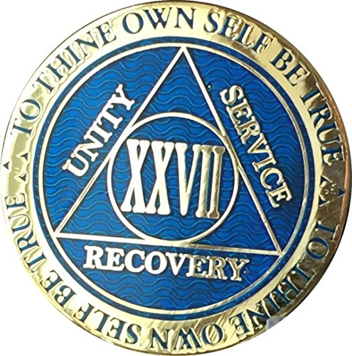 Recoverychip 27 Year Reflex Blue Gold Plated AA Medallion Chip