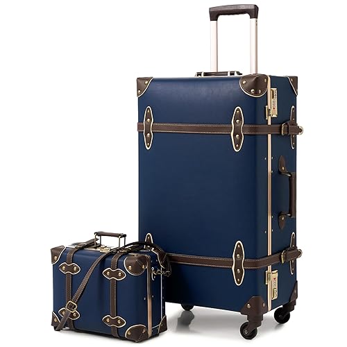 urecity Vintage Luggage Set, Piece Retro Leather Suitcase for