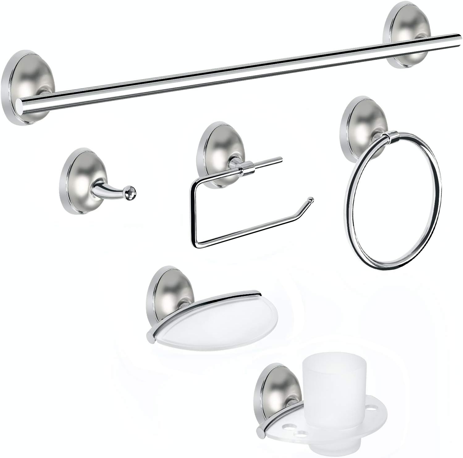 TONIAL Towel Bar Set Bathroom Hardware Set Wall Mounted Towel Holder Set Towel Rack Set for Bathroom 6-Pieces Bath Accessory Kit Nickel Bell Design: Home & Kitchen