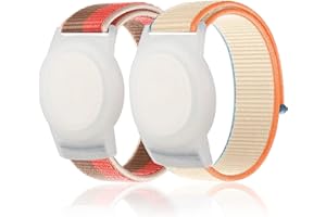 JOIXXV 2 Pack Wristband for Airtag Kids, GPS Bracelet for Kids Compatible with Apple Air Tag, Nylon Watch Band Tracker Case Strap Holder Accessories for Toddler Child Adult, Anti-Lost(Milky&Pink)