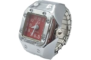 WASHRANP Rings for Women, Rings for Teen Girls Couple Watch Adjustable Rust-proof Alloy Stretchy Finger Quartz Watch Mens Rings for New Year Gift Valentine's Day Gift