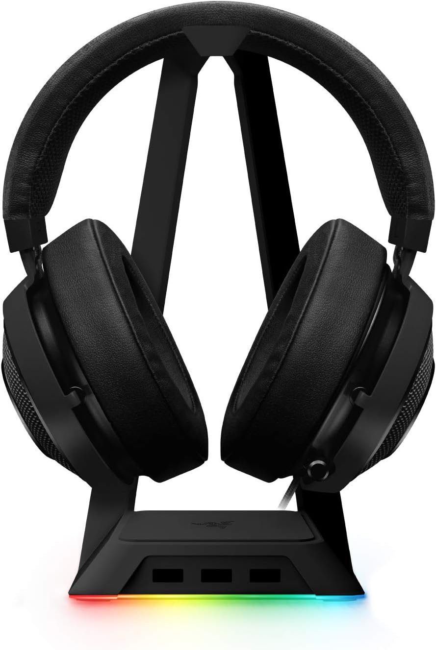 Razer Kraken Gaming Headset + RGB Headset Stand Bundle: Black: Computers & Accessories