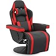 Athena Collection Ergonomic Gaming Chair Adjustable Recliner w/Footrest Cup Holder Lumbar Pillow Headrest, Swivel Office Chair PU Leather Computer Desk Chair Home Theater Seating Single Sofa, Red