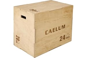CAELUM 3-in-1 Wood Plyo Box - Non-Slip Plyometric Jump Box for Home & Gym, 400lbs Bearing Fitness Launch Box for Jumping Squats Step-ups Strength Training