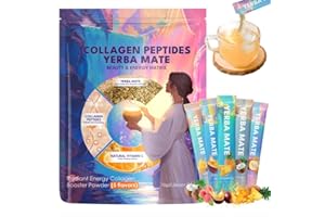 NIVEXIS Yerba Mate Instant Tea Powder with Collagen & Vitamin C, Clean Energy for Glowing Skin & Crash-Free Focus, Gut Health, Superfood Beauty Drink Low Sugar Content with Natural Fruit Extracts, Keto & Paleo, 30 Servings