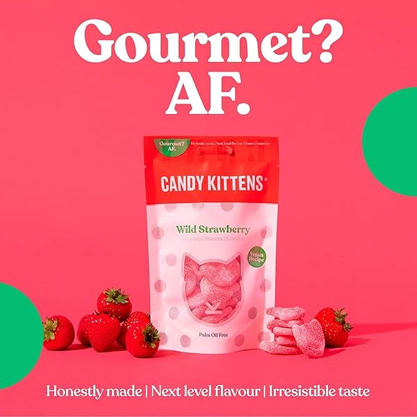 CANDY KITTENS WILD STRAWBERRY SWEETS, 140 GR