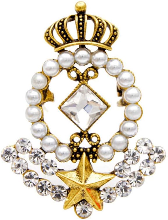 YRFZ Pearl Rhinestone Crown brooches for Women Vintage Star Baroque Style Brooch pins Autumn Coat Accessories