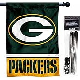 WinCraft Packers Banner House Flag and 5 Foot Flagpole Set