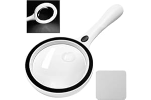 SMLIROP Large Illuminated Magnifier, 10x 20x Handheld Illuminated Magnifier, 10 LED Soft Lights with Cleaning Cloth for Seniors to Read and Check Coins and Children to Explore Nature