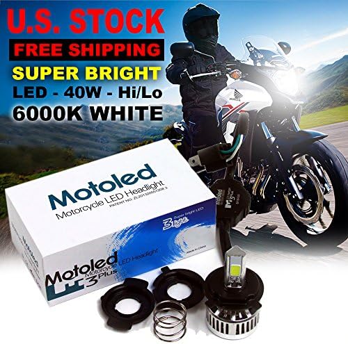 LED POST MOTOLED All In One Motorcycle H4 LED Headlight COB Hi Lo Beam Light Bulb Kit, 40W, 3000 LM