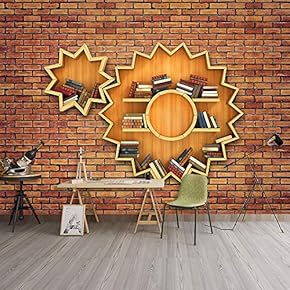 Wall Murals for Bedroom Modern Bookshelf Pattern Removable Wallpaper Peel and Stick Wall Stickers - 66x96 inches