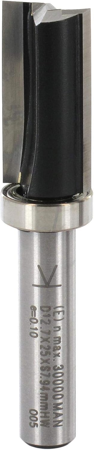 ENT 11653 Trimming Cutter Tungsten Carbide TC, Shank (S) 8 mm, Diameter (D) 12,7 mm, NL 25 mm, SL 32 mm, GL 62 mm, with Ball Bearing