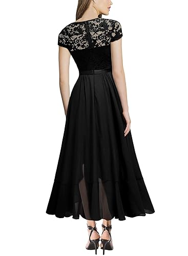 Miusol Women's V Neck Elegant Lace Ruffle Bridesmaid Maxi Dress (Large, C-Black) in Saudi Arabia | Whizz Formal Miusol Women's V Neck Elegant Lace Ruffle Bridesmaid Maxi Dress (Large, C-Black) in Saudi Arabia | Whizz Formal