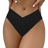 Leoparts Women's V Cut High Waisted Bikini Bottom Ribbed High Cut Cheeky Swimsuit Bathing Suit Bottoms