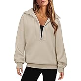 onlypuff Womens Half Zip Pullover Sweatshirts Loose Fit Oversized Hoodies Long Sleeve Fall Clothes with Pocket