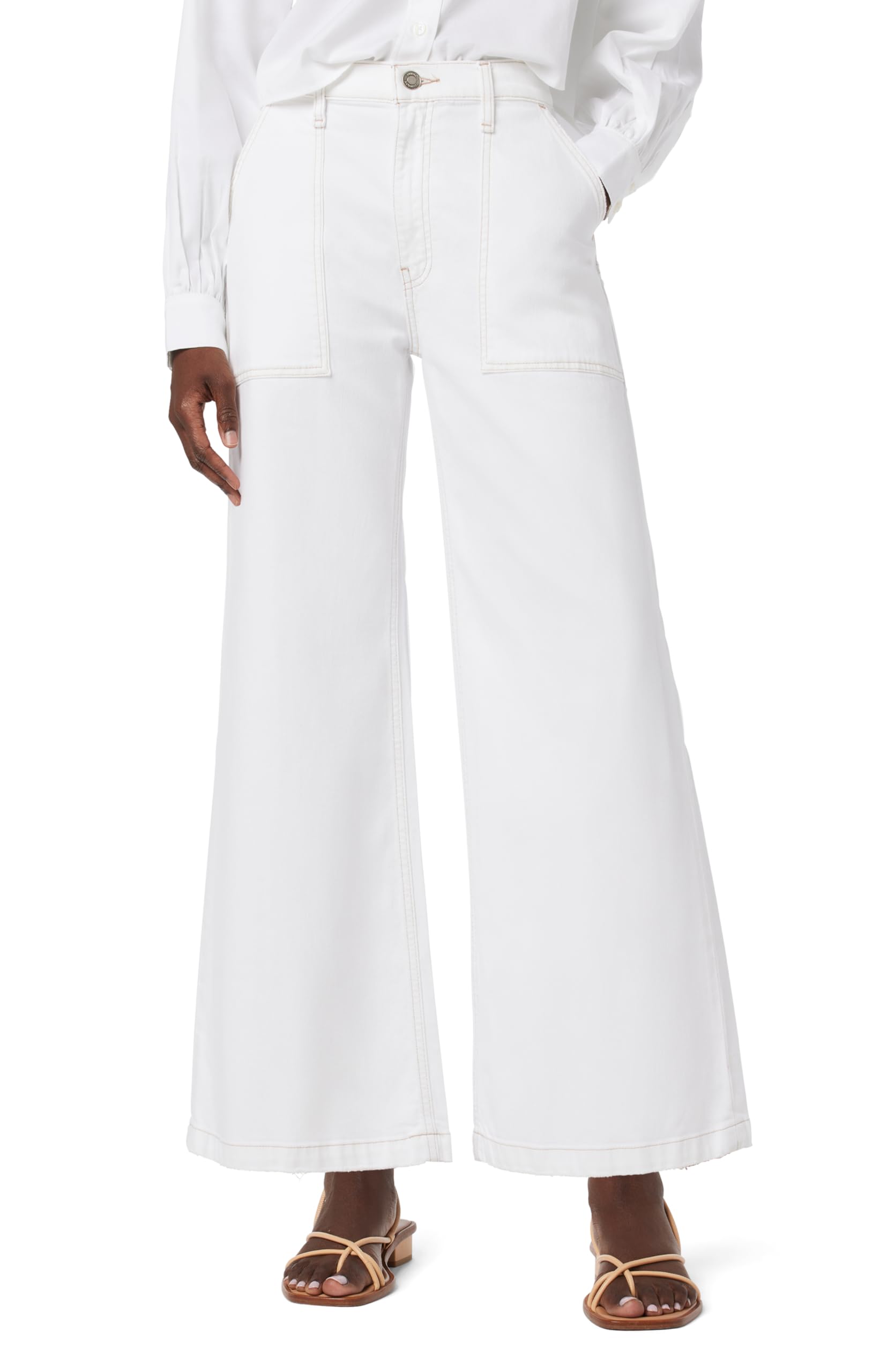 HUDSON Women’s Jodie High Rise Loose Fit Wide Leg Jean, White, 32