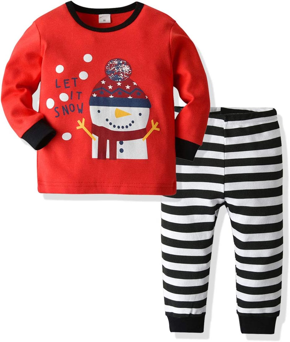 Kids Pajamas Set Cotton,MOLYHUA Girls Boys PJS Set Long Sleeve Shirt with Pants Set