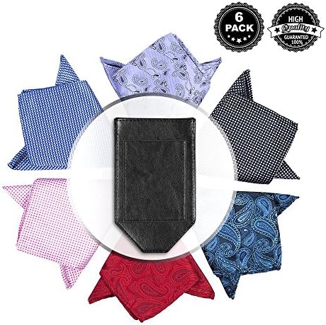 Pocket Squares For Men,Silk Men’s Suit Handkerchiefs with Pocket Square Holder Set For Wedding Party Men Gift