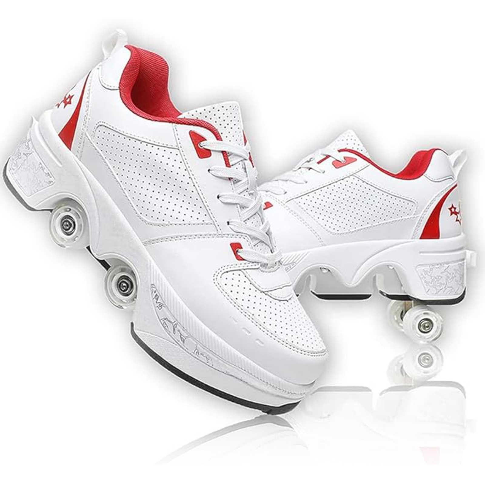 Shoes with wheels for girls, roller skates, skateboard shoes for girls and boys, roller shoes with hidden wheels, multifunctional 4-wheel shoes for men, women and children