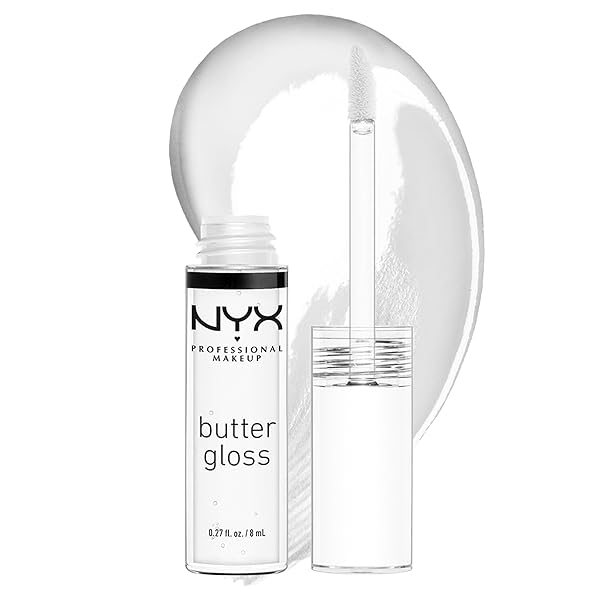 NYX PROFESSIONAL MAKEUP BUTTER GLOSS, NON-STICKY LIP GLOSS – SUGAR GLASS ,CLEAR