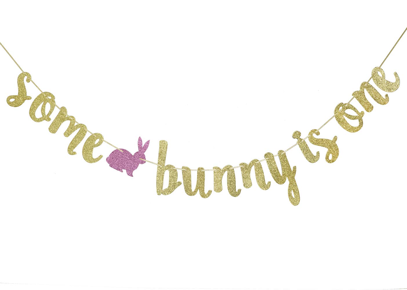 Some Bunny is One banner, 1st Birthday Banner, Bunny Theme, Gold Glitter Party Decorations(Gold)