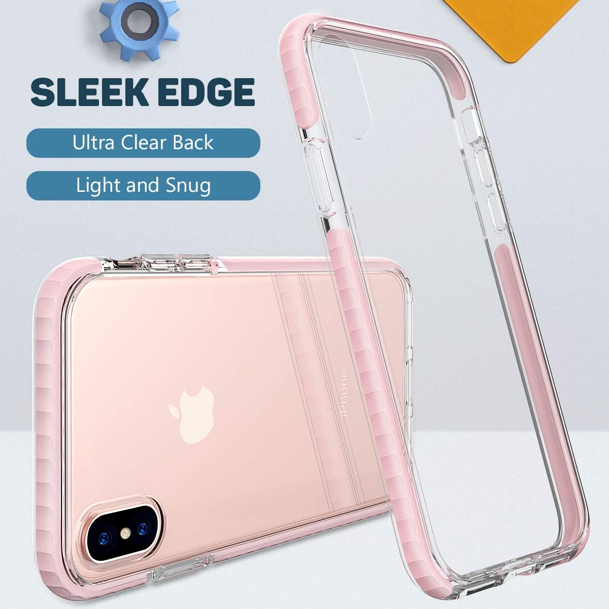MATEPROX iPhone Xs Max Case Clear Thin Slim Anti-Yellow Anti-Slippery Anti-Scratches Shockproof Bumper Cover Protective Case for iPhone Xs Max 6.5''(Pink)