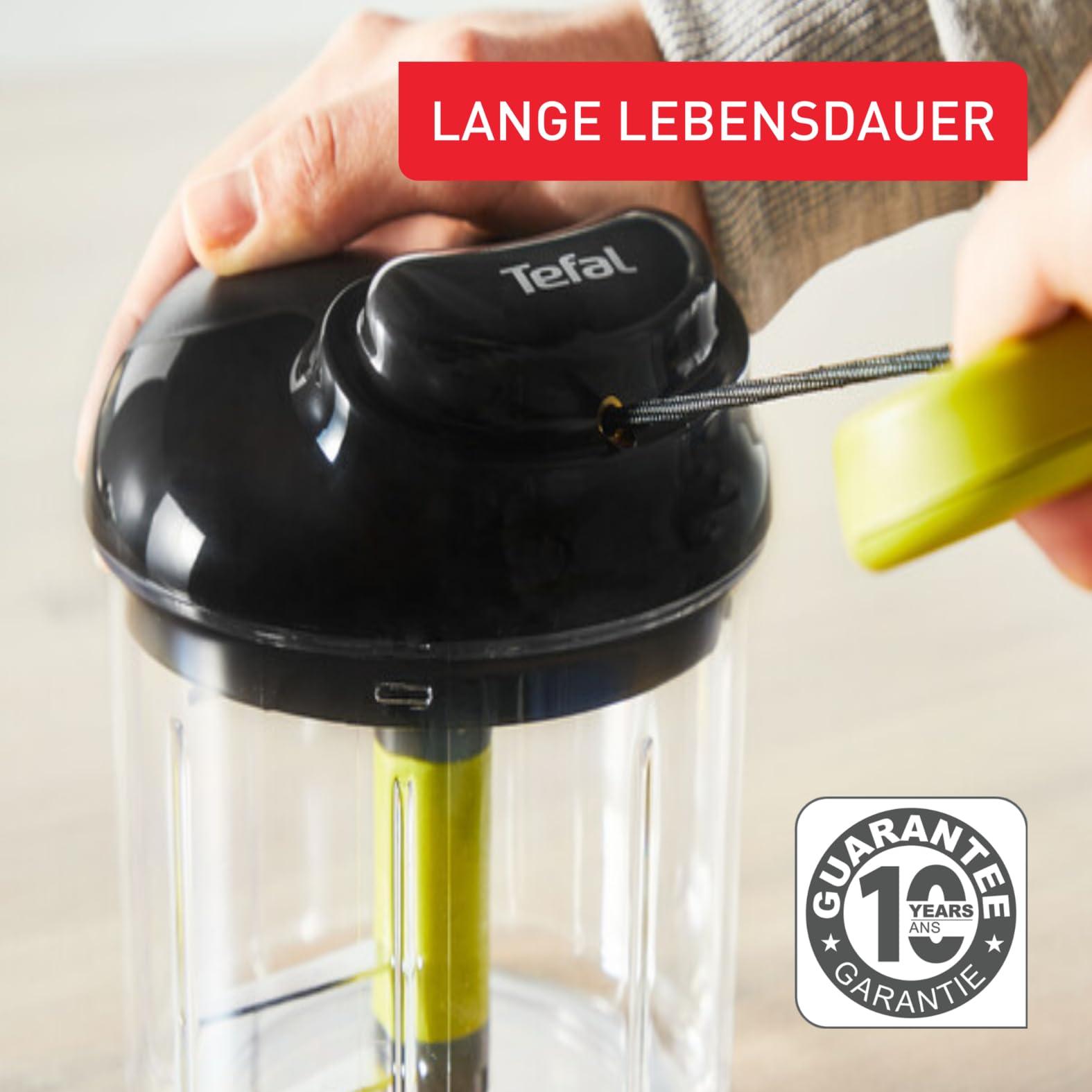 Tefal K13204 Ingenio 5-Sekunden-Zerkleinerer ohne Strom, Fassungsvermögen: 900ml, Multizerkleinerer, Universalzerkleinerer für Gemüse, Obst, Nüsse, Knoblauch, Babynahrung, Schwarz/Grün/Transparent 6