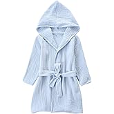 TADO MUSLIN Organic Cotton Toddler Bathrobe, Soft and Breathable Baby Robe for Kid, Boy& Girl Hooded Robe Muslin