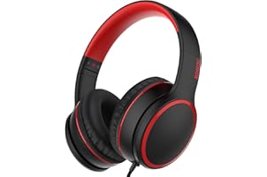 RORSOU R10 On-Ear Headphones with Microphone, Lightweight Folding Stereo Bass Headphones with 1.5M No-Tangle Cord, Portable W