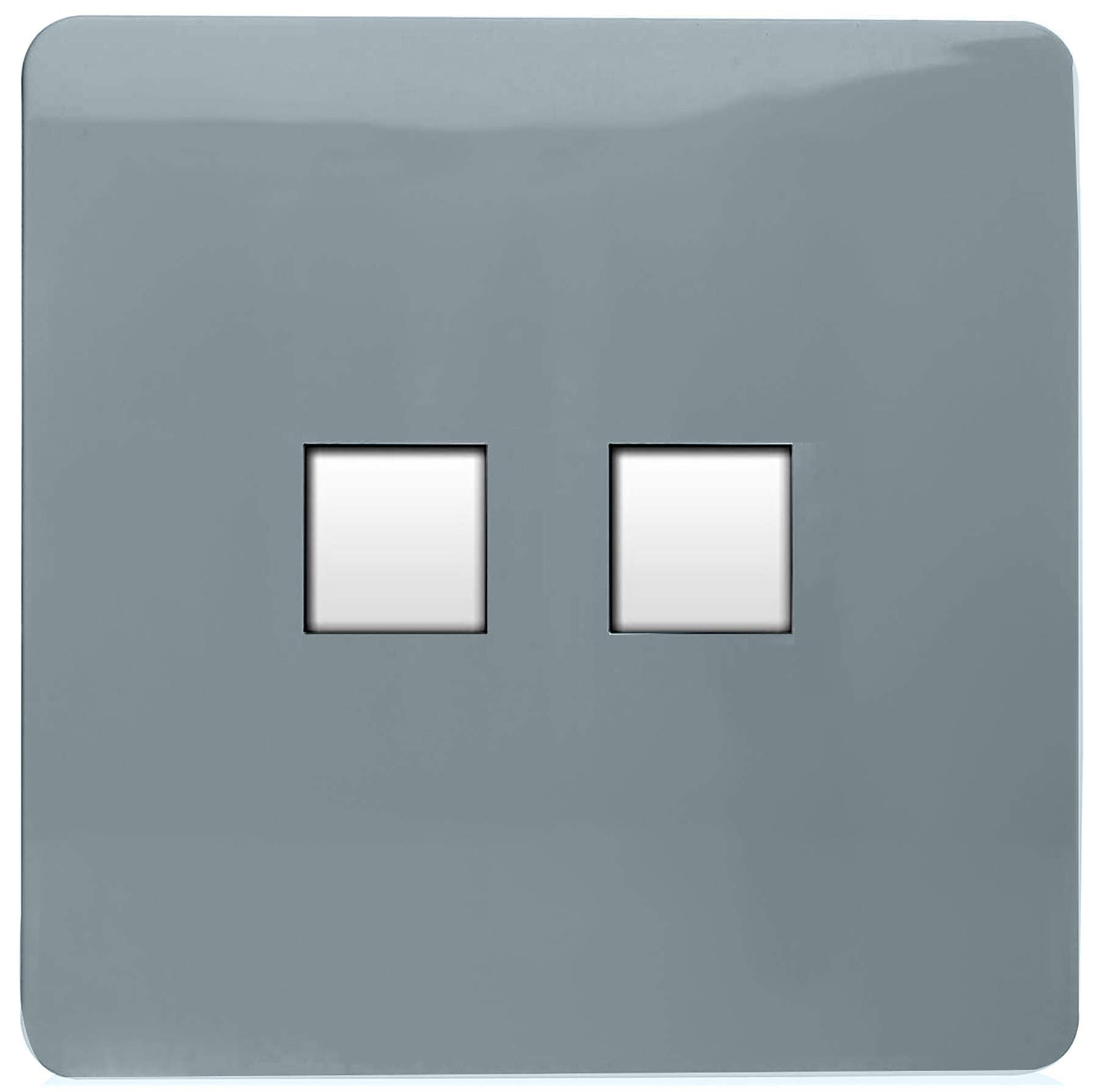 Trendi Artistic Modern Glossy 2 Gang Tactile RJ45 Cat 5e&Cat 6 PC Ethernet Socket Cool Grey