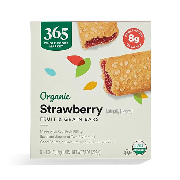 365 BY WHOLE FOODS MARKET, ORGANIC STRAWBERRY CEREAL BAR 6 COUNT, 7.8 OUNCE