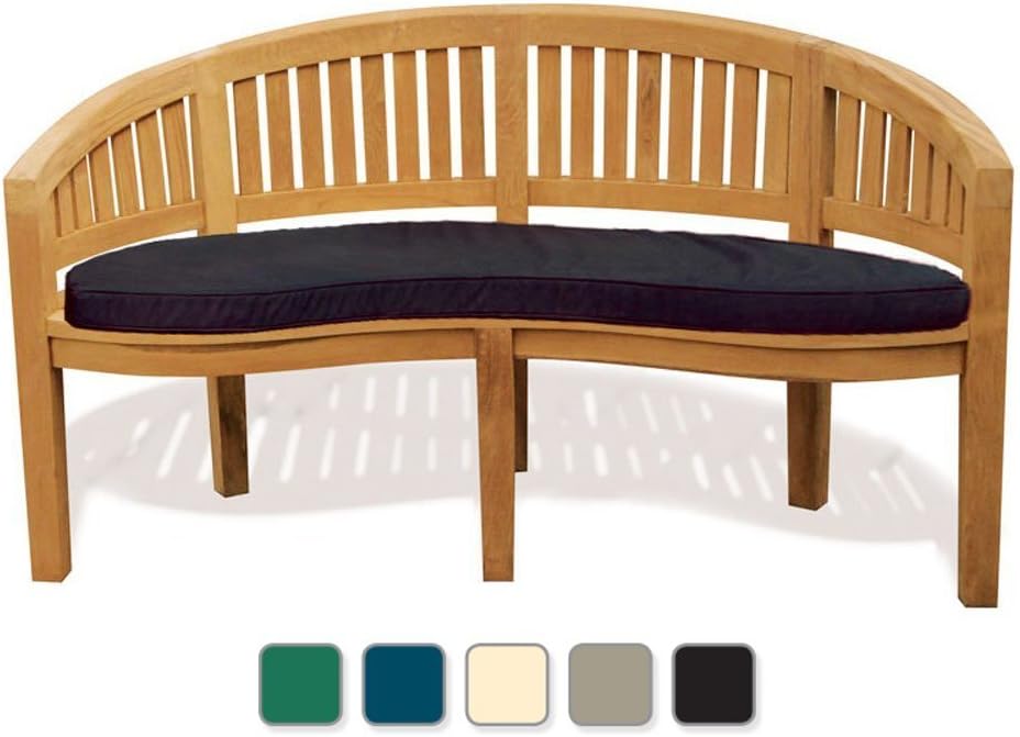 Jati Teak Banana Bench with Black Cushion FULLY ASSEMBLED Brand