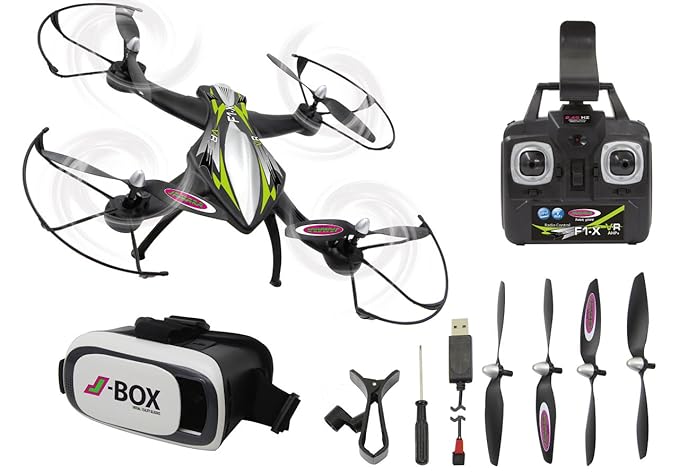 Jamara 422021 - F1X VR Altitude FPV Wifi Kompass Flyback - Race Drone, inklusiv VR-Brille, über Sender und App steuern, 3 Ges