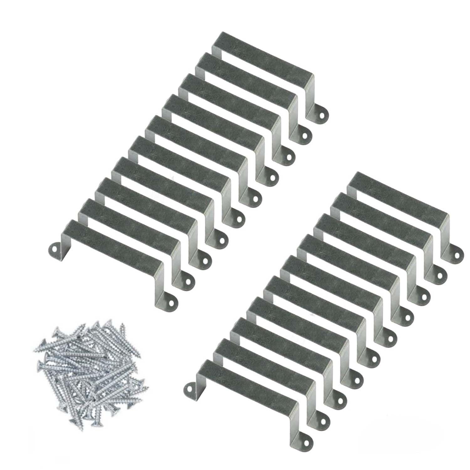 20 Pack 4Inch Fence Post Security Brackets (for 100mm/4 Posts) Concrete Or Wood, Anti Rattle Post Clips, Galvanised Anti Corrosion, with Screws