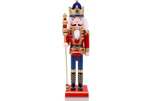 ACETOP Wooden Nutcracker Figures 15in/38cm Large King Nutcrackers Christmas Decorations, Traditional Wood Nutcracker Décor fo