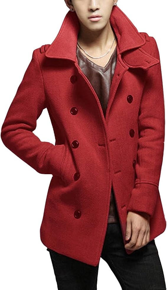Amazon ひまわり ラシャコート男性 ロングコート ジャケット メンズ ダブルボタン レジャー ハンサム スリム ファッション 靑春 帽子 快適シンプル 上着 お洒落 前開き 無地 春 秋 冬 Xl レッド コート ジャケット 通販