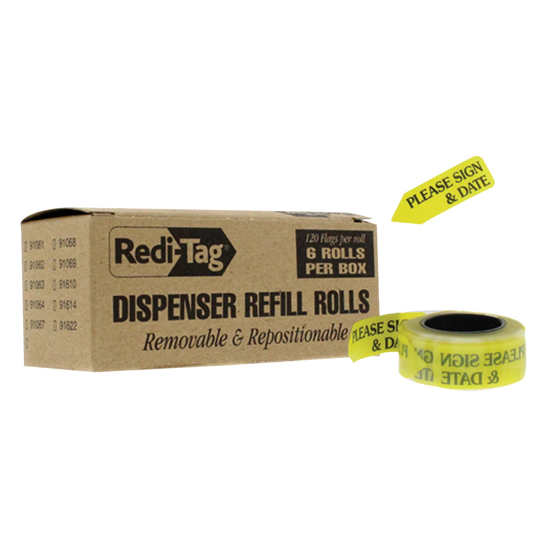 Redi-Tag Notarize Printed Arrow Flags, 6 Roll Refill, 120 Flags per Roll, 1-7/8 x 9/16 Inches, Yellow (91043)